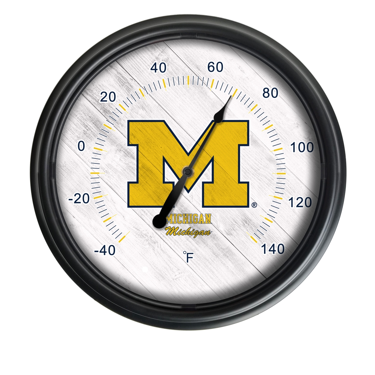 Picture of Holland Bar Stool ODThrm14BK-08MichUn NCAA Michigan Wolverines 14 in. Dia. Indoor & Outdoor LED Thermometer&#44; Black