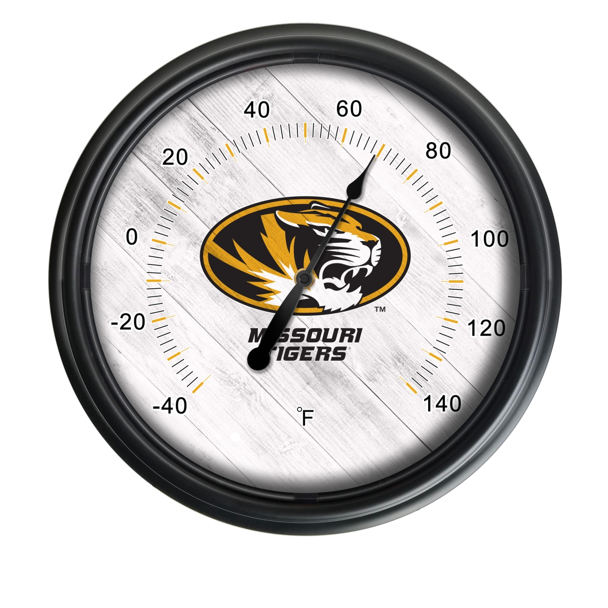 Picture of Holland Bar Stool ODThrm14BK-08Mizzou NCAA Missouri Tigers 14 in. Dia. Indoor & Outdoor LED Thermometer&#44; Black