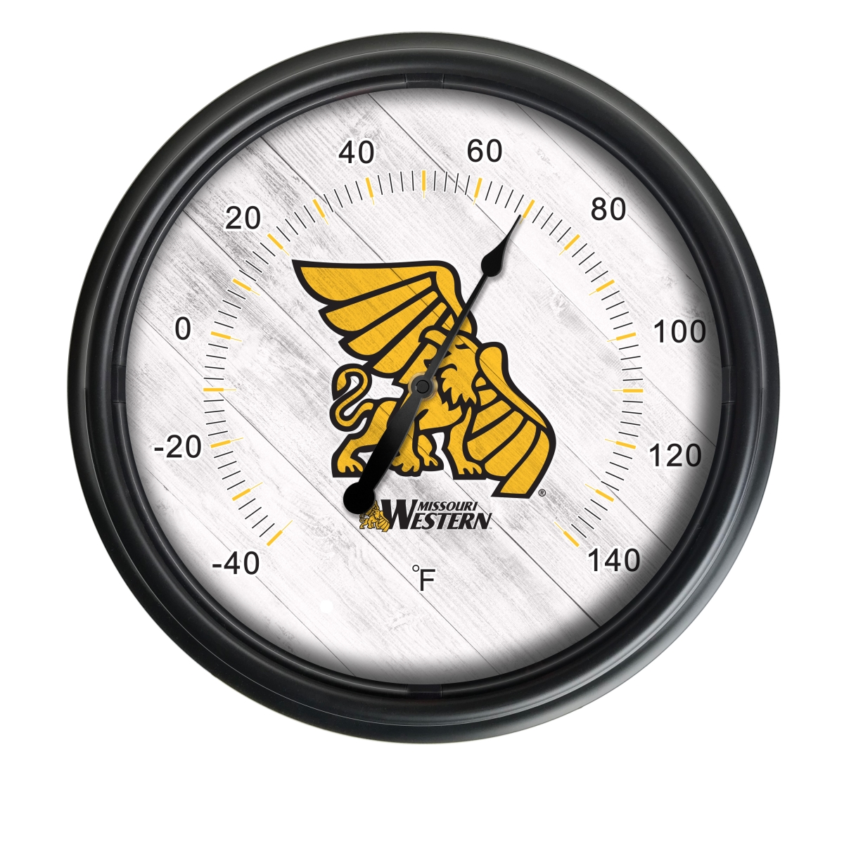 Picture of Holland Bar Stool ODThrm14BK-08MOWSt NCAA Missouri Western Griffons 14 in. Dia. Indoor & Outdoor LED Thermometer&#44; Black