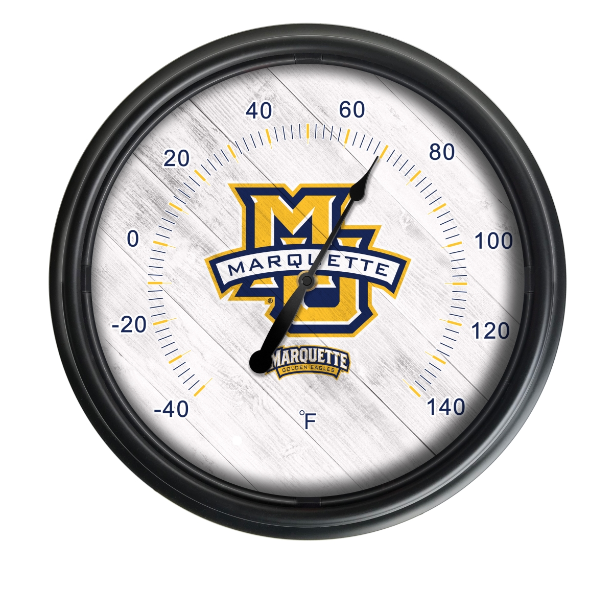 Picture of Holland Bar Stool ODThrm14BK-08Mrqtte NCAA Marquette Golden Eagles 14 in. Dia. Indoor & Outdoor LED Thermometer&#44; Black