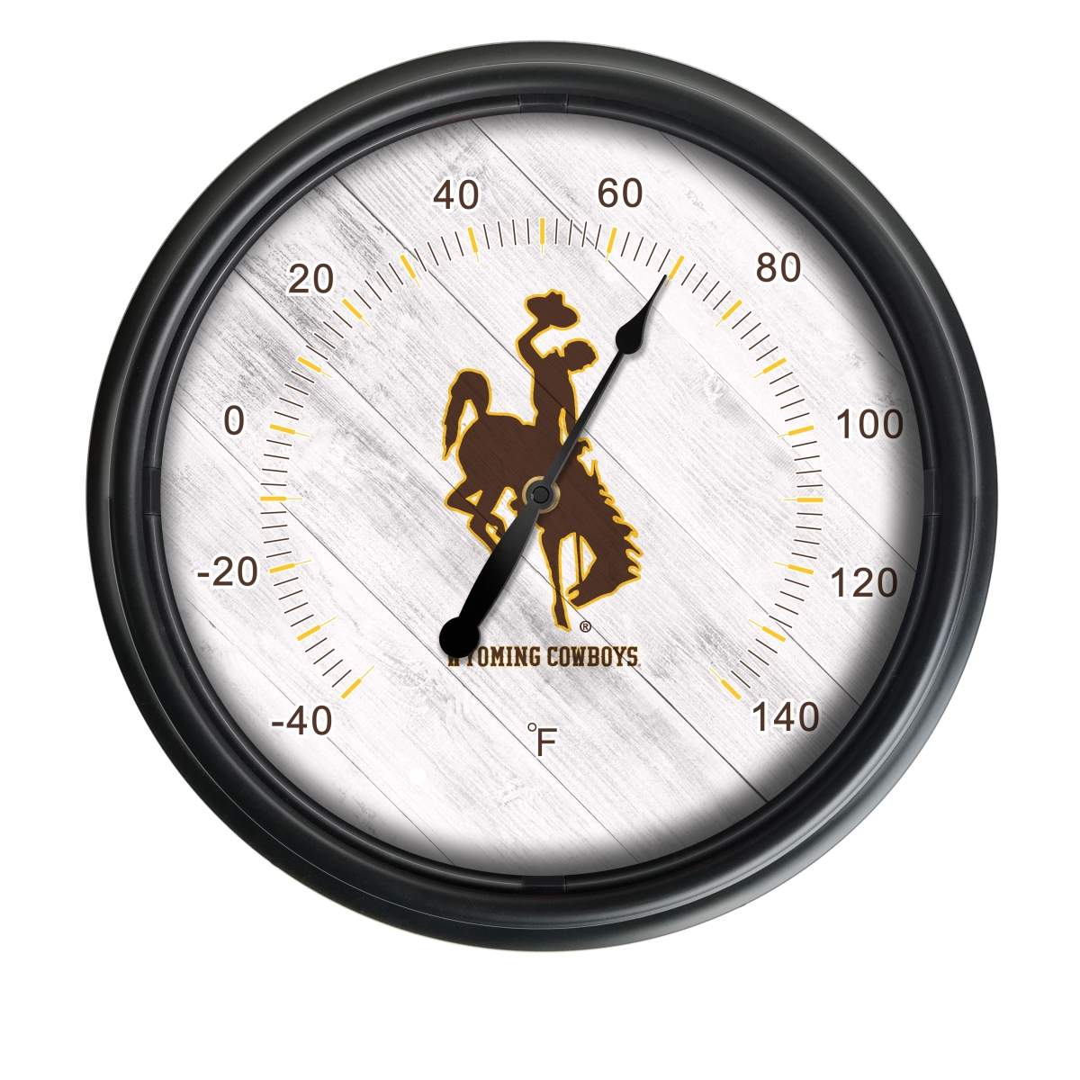 Picture of Holland Bar Stool ODThrm14BK-08Wymng NCAA Wyoming Cowboys 14 in. Dia. Indoor & Outdoor LED Thermometer&#44; Black
