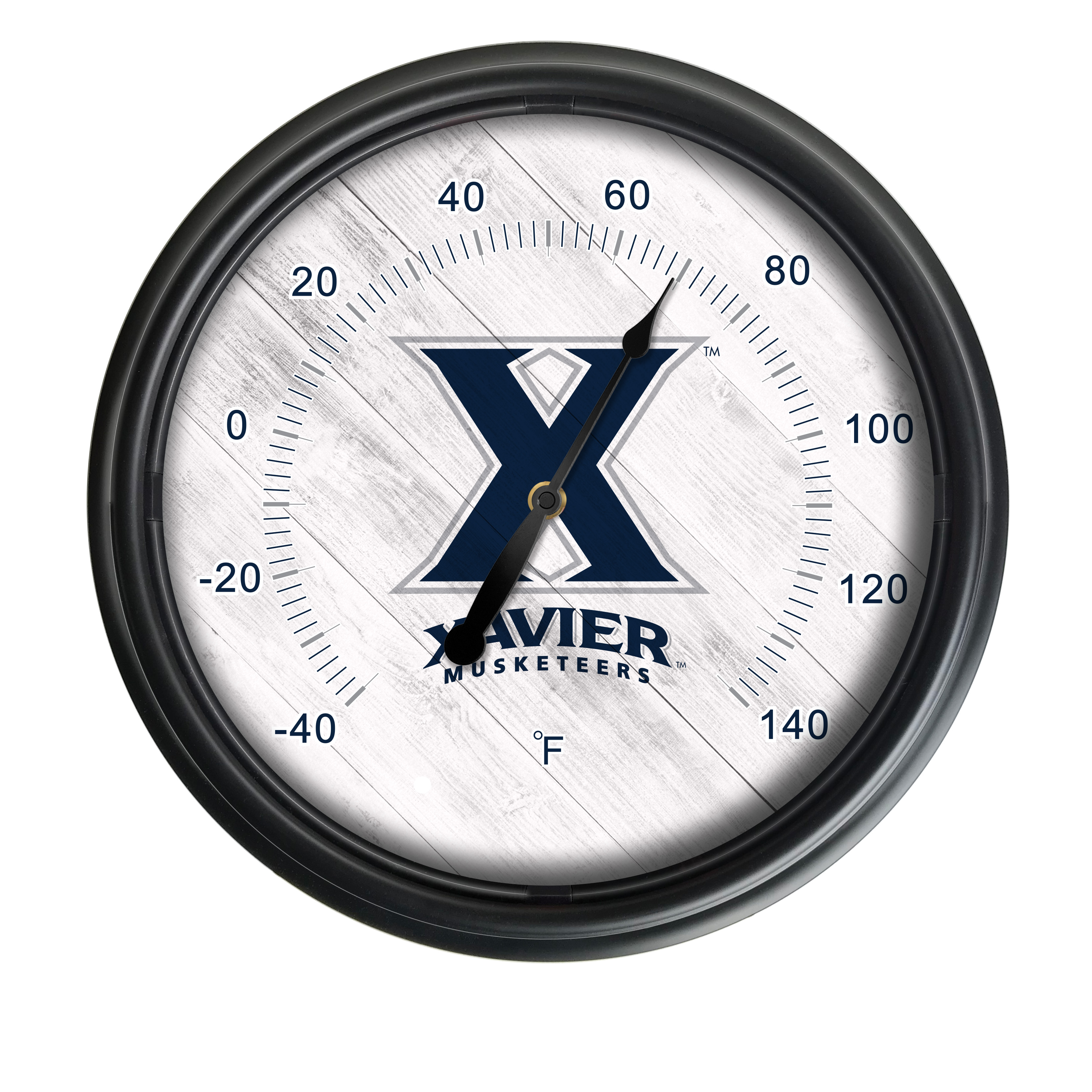 Picture of Holland Bar Stool ODThrm14BK-08Xavier NCAA Xavier Musketeers 14 in. Dia. Indoor & Outdoor LED Thermometer&#44; Black