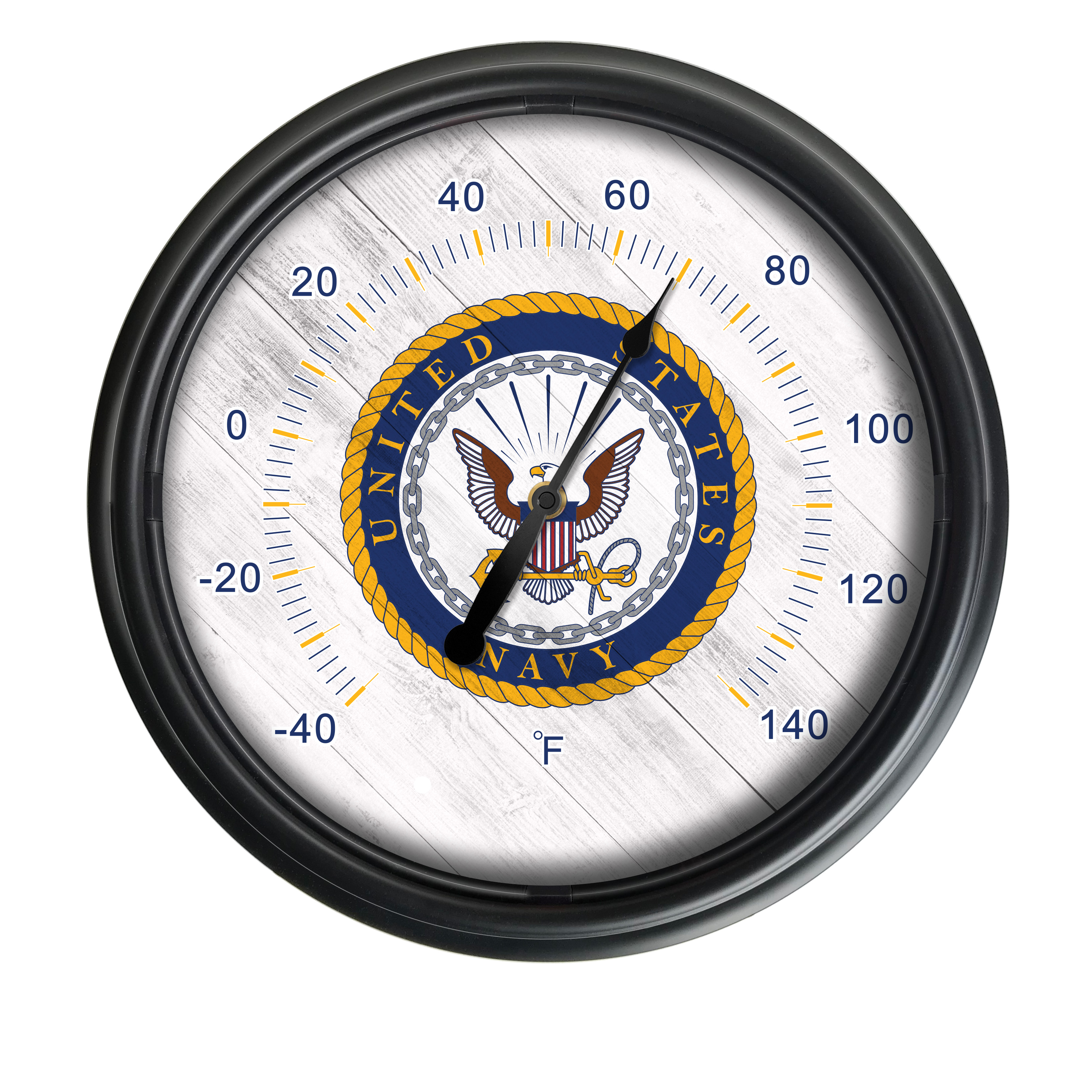 Picture of Holland Bar Stool ODThrm14BK-08Navy Military United States Navy 14 in. Dia. Indoor & Outdoor LED Thermometer&#44; Black