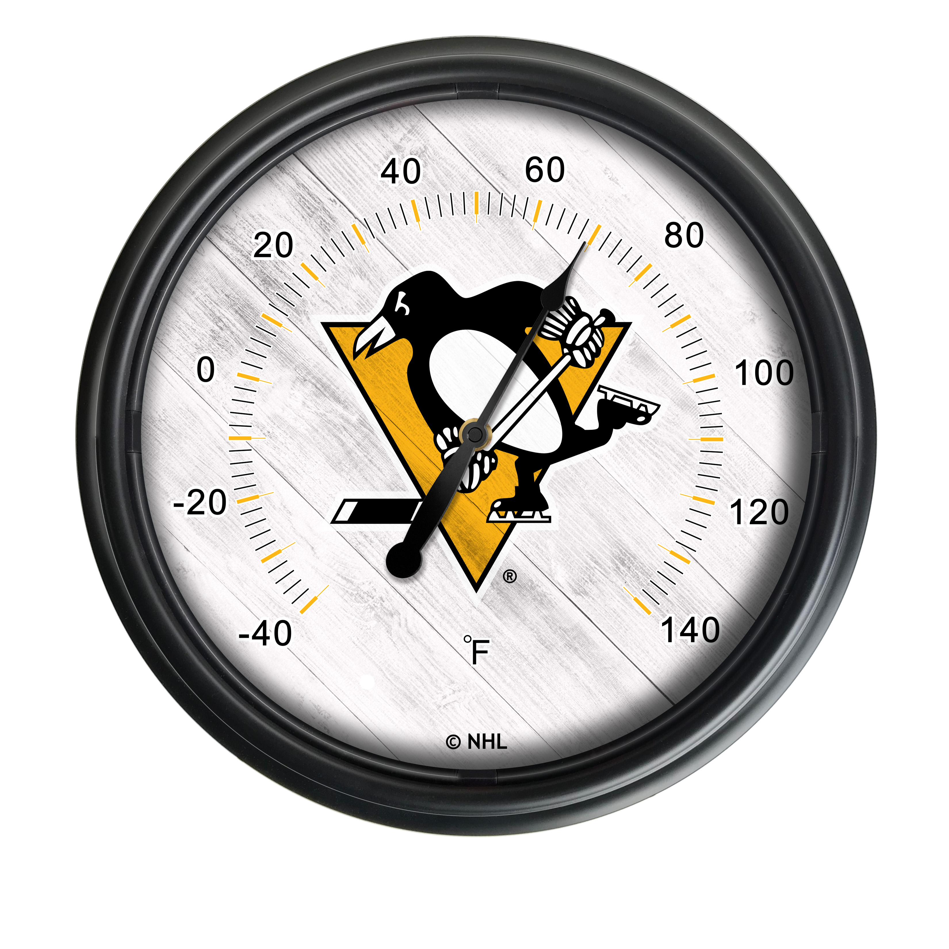 Picture of Holland Bar Stool ODThrm14BK-08PitPen NHL Pittsburgh Penguins 14 in. Dia. Indoor & Outdoor LED Thermometer&#44; Black