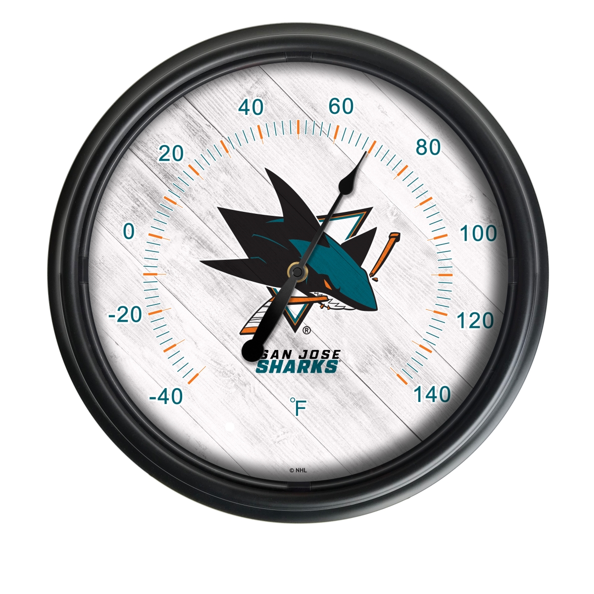 Picture of Holland Bar Stool ODThrm14BK-08SJShar NHL San Jose Sharks 14 in. Dia. Indoor & Outdoor LED Thermometer&#44; Black