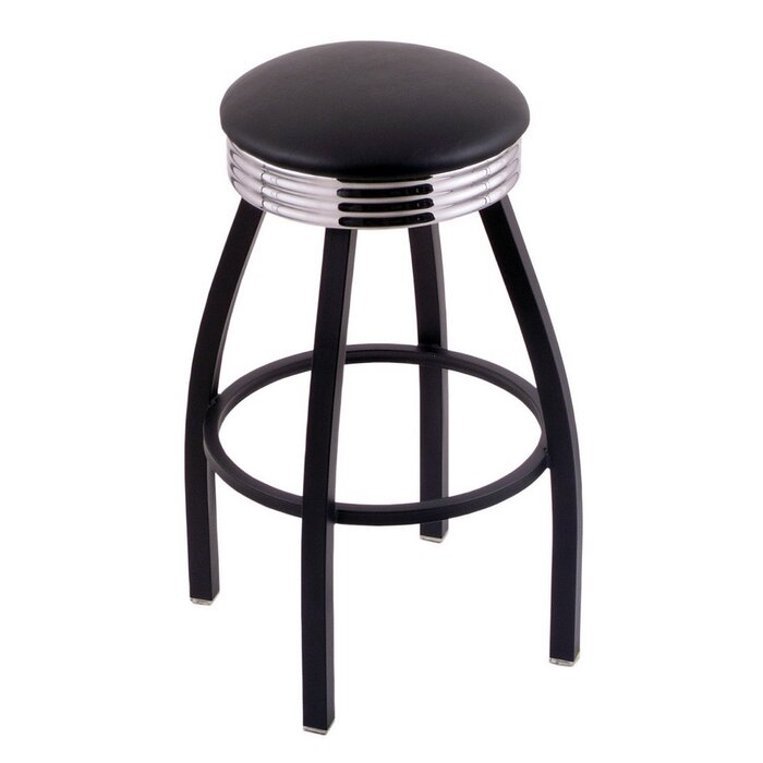 C8B3C25BlkVinyl C8B3C Swivel Stool, Black