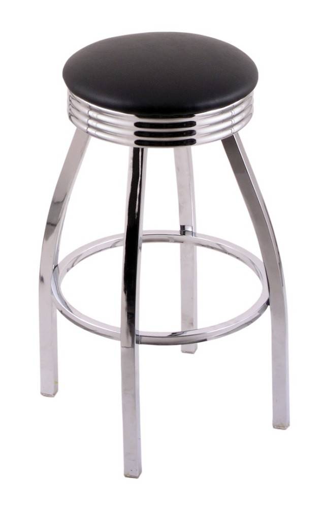 C8C3C25BlkVinyl C8C3C Swivel Stool, Black