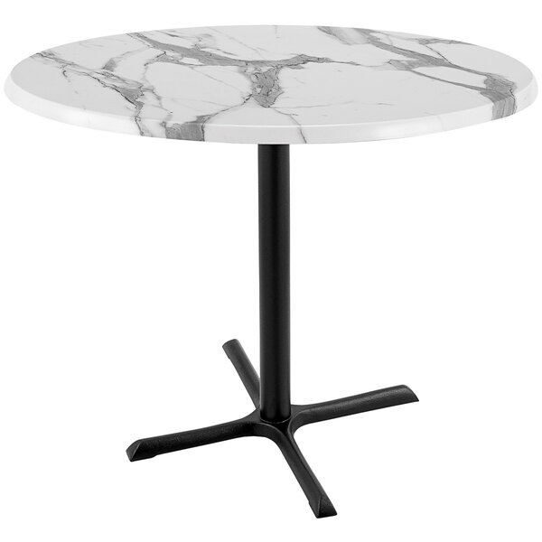 Picture of Holland Bar Stool OD211-3036BWOD36RWM 36 in. Tall OD211 Indoor & Outdoor All-Season Round Table with 36 in. Dia. White Marble Top