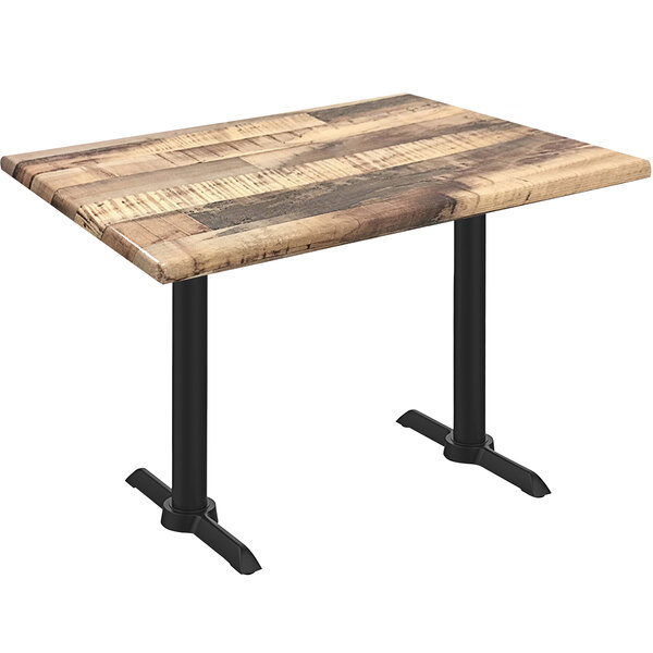 Picture of Holland Bar Stool OD211EB-30BWOD3048Rustic Two 30 in. Tall OD211EB Indoor & Outdoor All-Season Rectangle Table Bases with a 30 x 48 in. Rustic Top&#44; Brown
