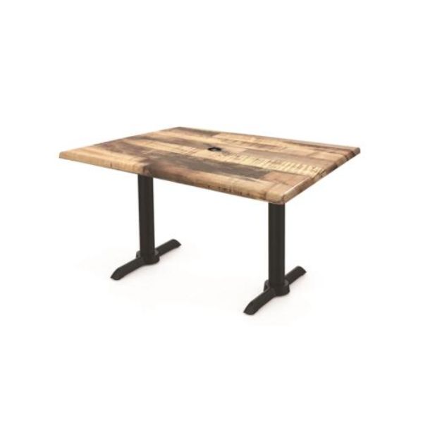 Picture of Holland Bar Stool OD211EB-30BWOD3048RusticU Two 30 in. Tall OD211EB Indoor & Outdoor All-Season Square Table Bases with a 30 x 48 in. Rustic Top with Umbrella Hole&#44; Black Wrinkle