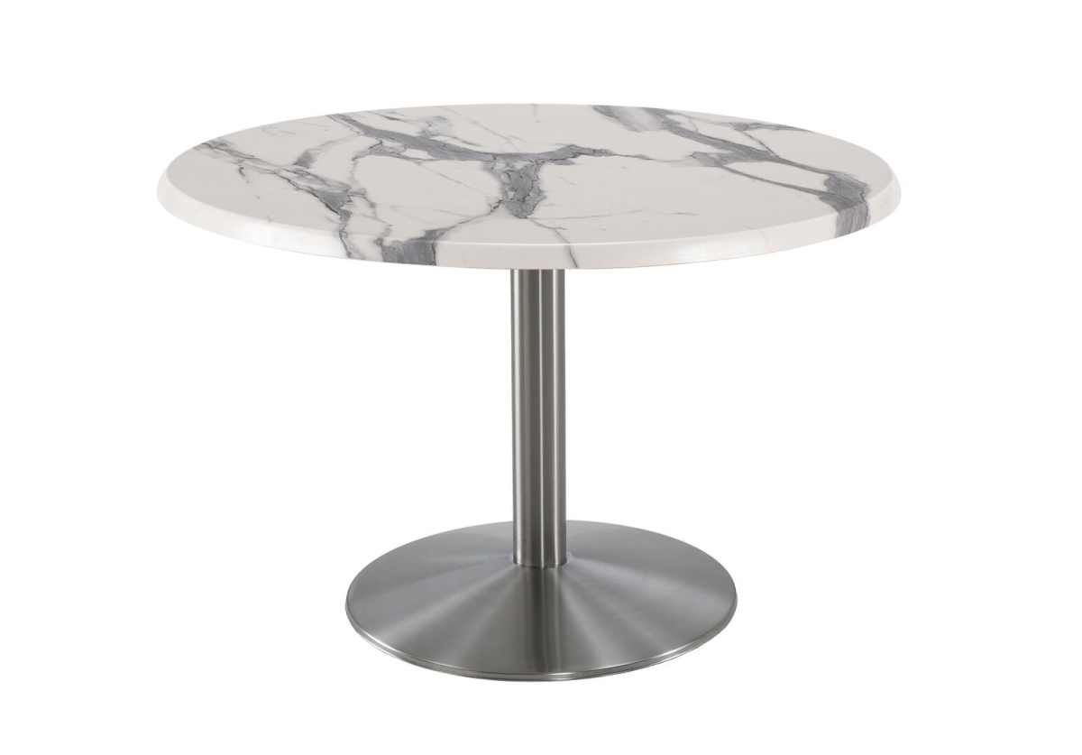 OD214-2230SSOD36RWM 30 in. Tall OD214 Indoor & Outdoor All-Season Round Table with 36 in. Dia. White Marble & Stainless Steel Top