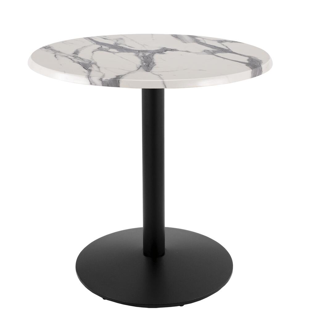 OD214-2236BWOD30RWM 36 in. Tall OD214 Indoor & Outdoor All-Season Round Table with 30 in. Dia. White Marble Top & Black Wrinkle