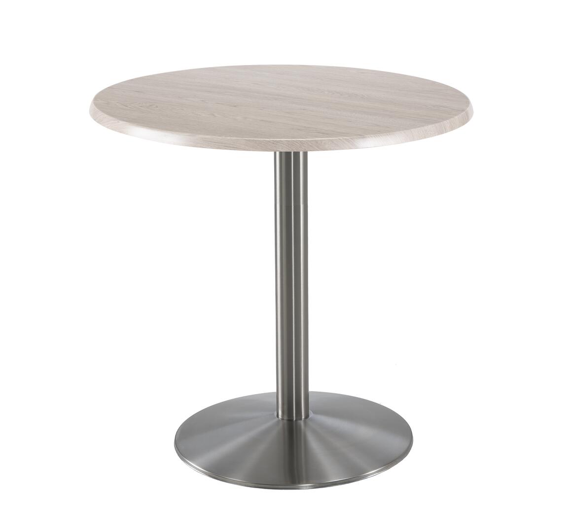 OD214-2236SSOD30RWA 36 in. Tall OD214 Indoor & Outdoor All-Season Round Table with 30 in. Dia. White Ash & Stainless Steel Top