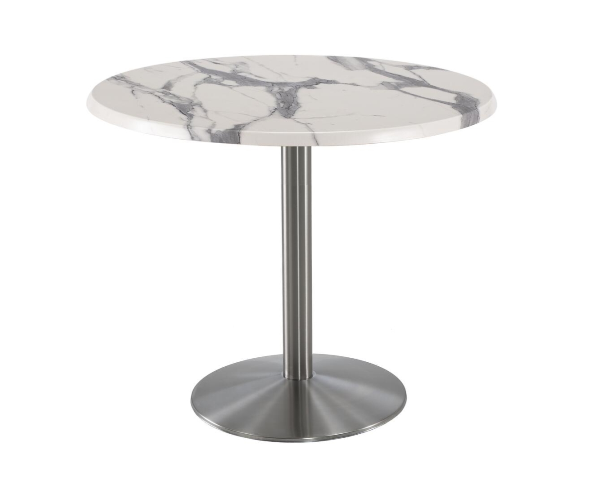 OD214-2236SSOD36RWM 36 in. Tall OD214 Indoor & Outdoor All-Season Round Table with 36 in. Dia. White Marble & Stainless Steel Top
