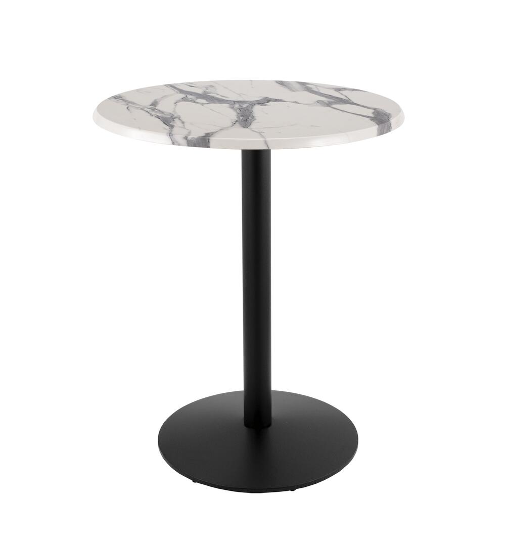 OD214-2242BWOD30RWM 42 in. Tall OD214 Indoor & Outdoor All-Season Round Table with 30 in. Dia. White Marble Top & Black Wrinkle