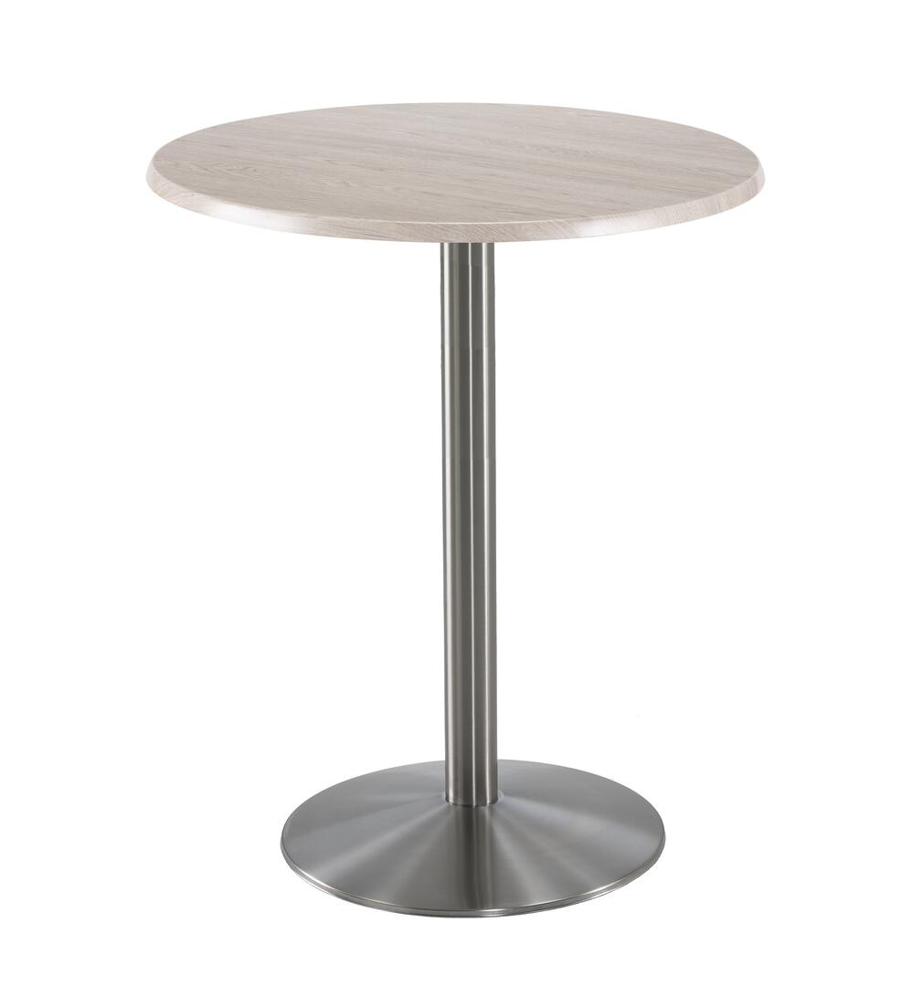 42 in. Tall OD214 Indoor & Outdoor All-Season Round Table with 30 in. Dia. White Ash & Stainless Steel Top