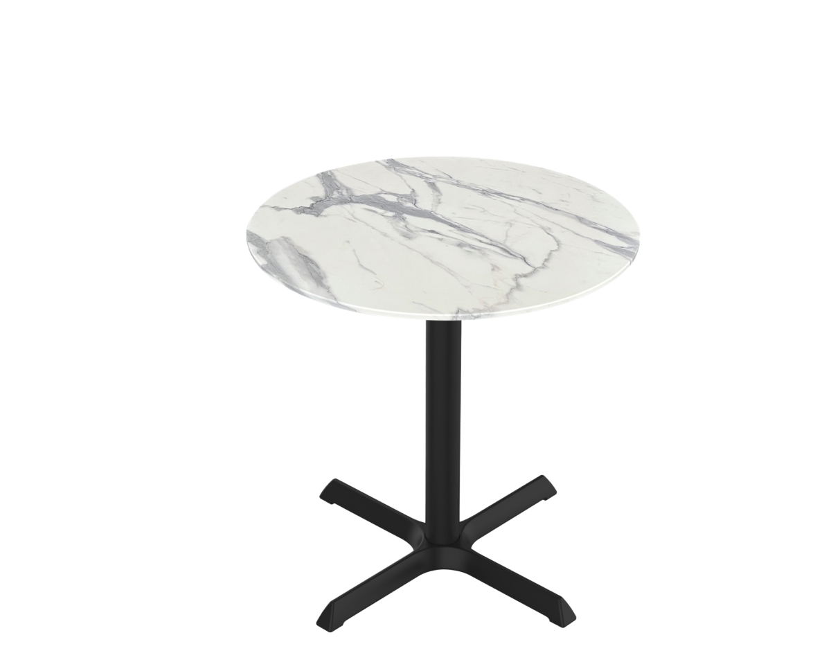 OD211-3030BWODS32RWM 30 in. Tall Indoor & Outdoor All-Season Table with 32 in. Dia. Round White Marble Top