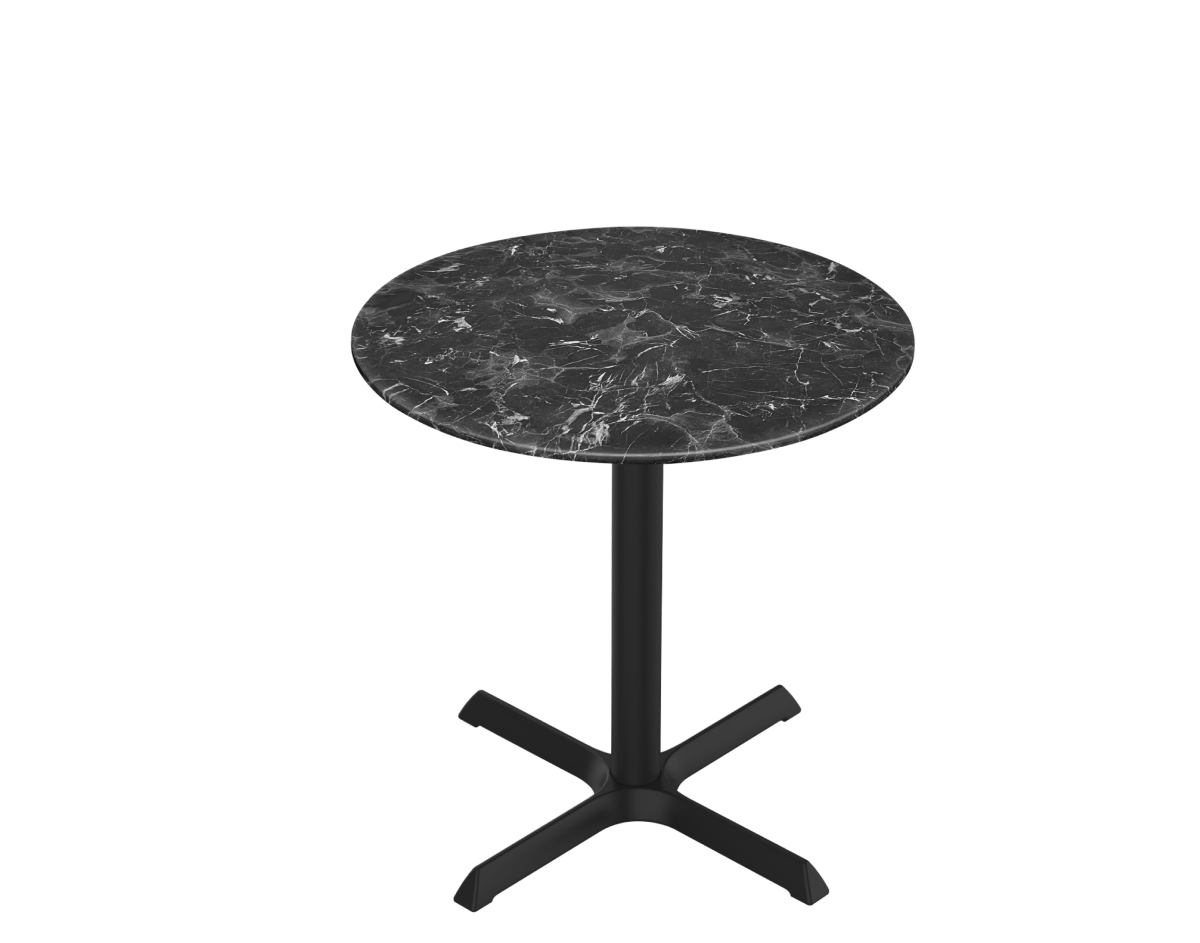 OD211-3030BWODS36RBM 30 in. Indoor & Outdoor All-Season Table with 36 in. Dia. Round Black Marble Top