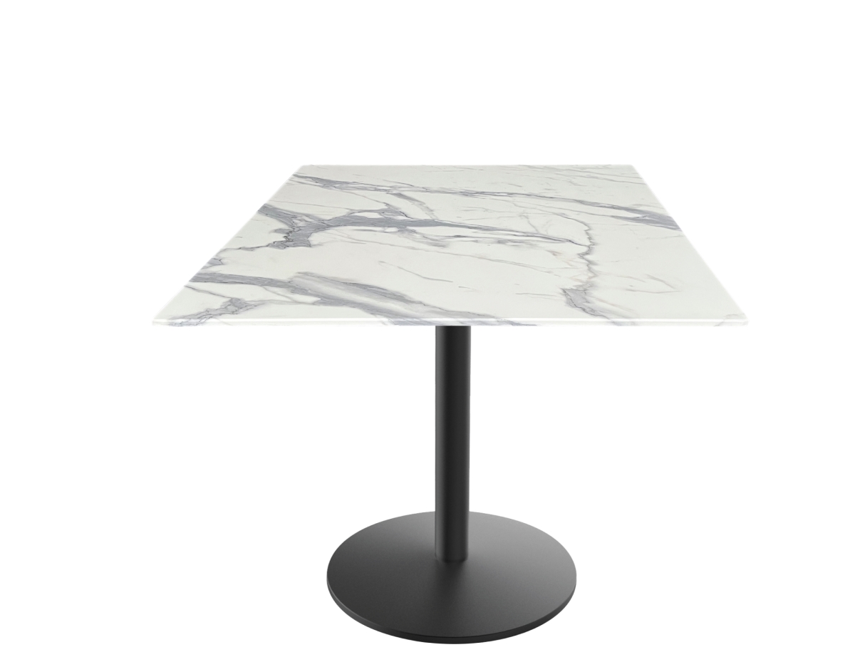 OD214-2230BWODS36SQWM 30 in. Indoor & Outdoor All-Season Table with 36 x 36 in. Square White Marble Top