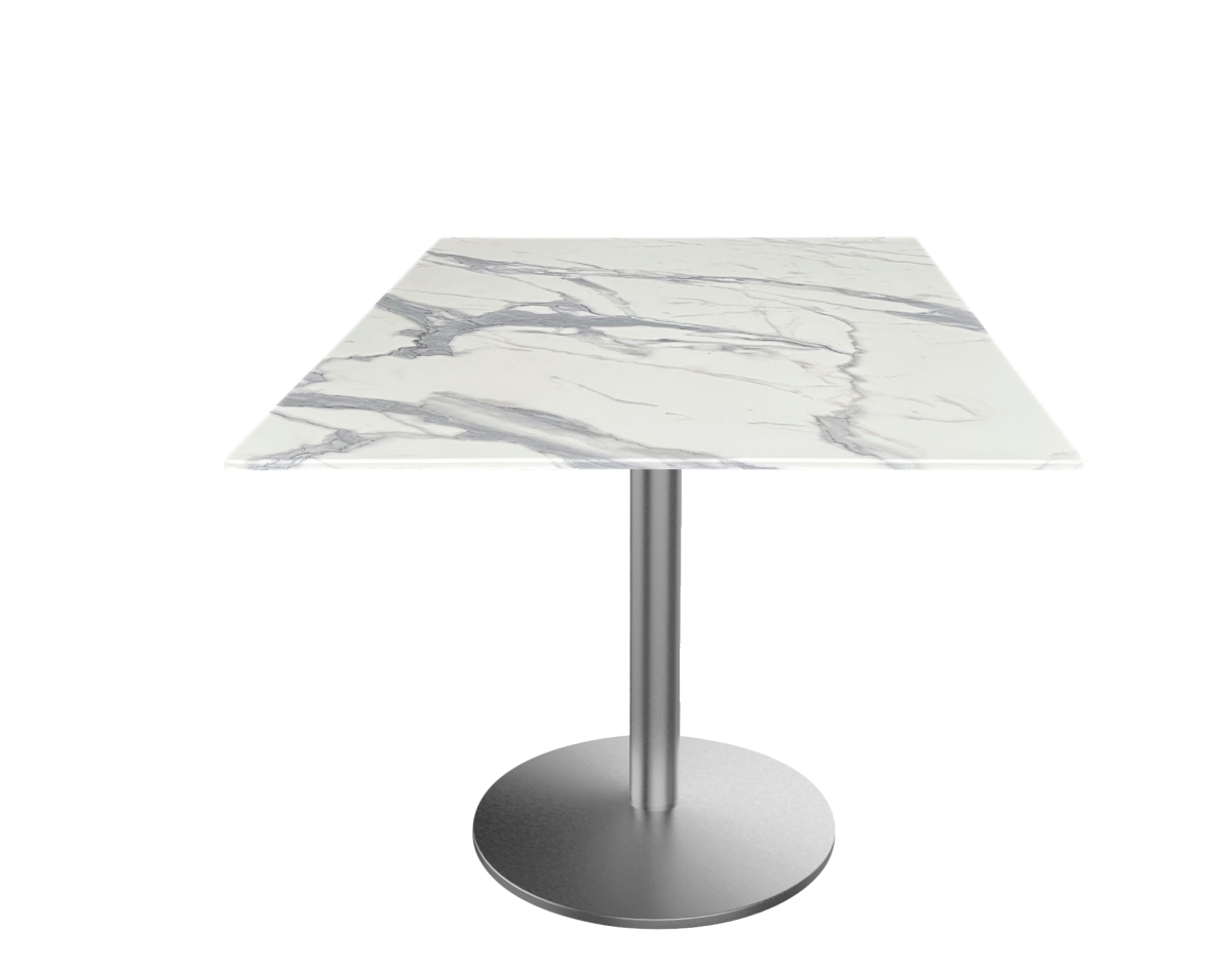 OD214-2230SSODS36SQWM 30 in. Tall Indoor & Outdoor All-Season Table with 36 x 36 in. Square White Marble Top