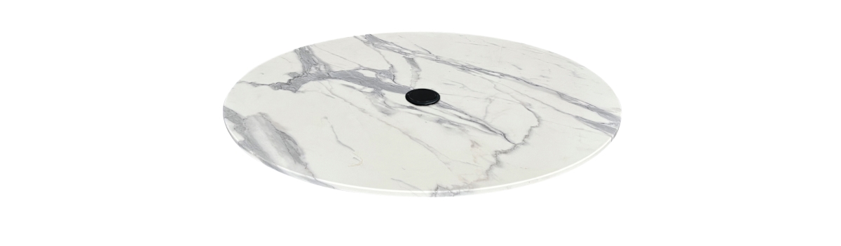 Euroslim Table Top - White Marble - 36 in. - Umbrella Hole