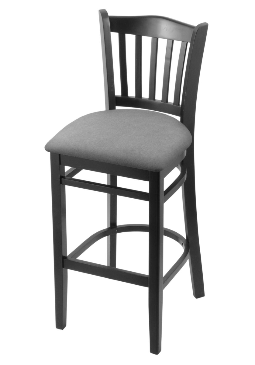 Picture of Holland Bar Stool 312025Blk007 25 in. Bar Stool&#44; Black & Canter Folkstone Grey Seat