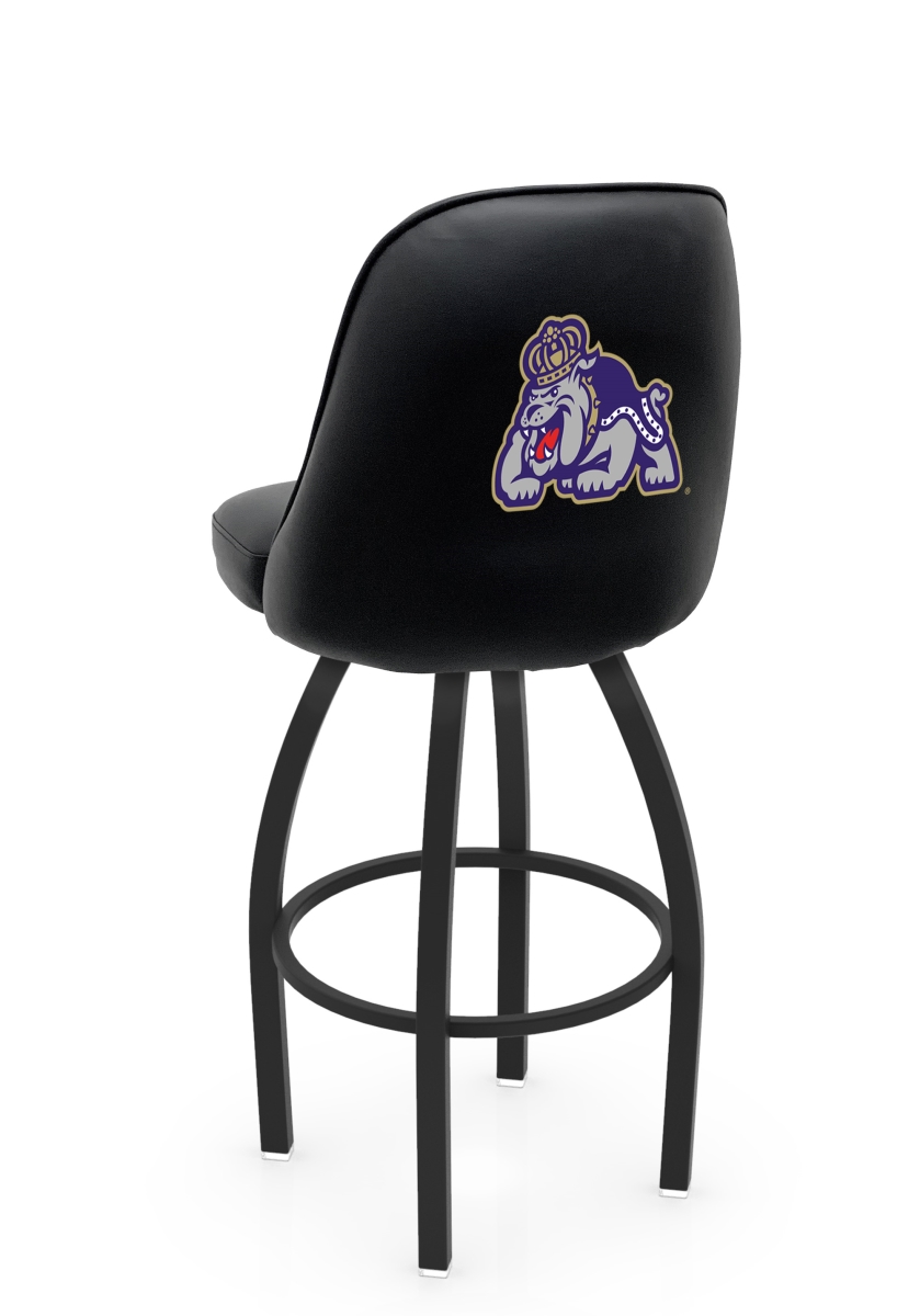 L04825JmsMad 22 x 21 x 25 in. NCAA Logo Grizzly James Madison University Swivel Counter Stool with Black Wrinkle