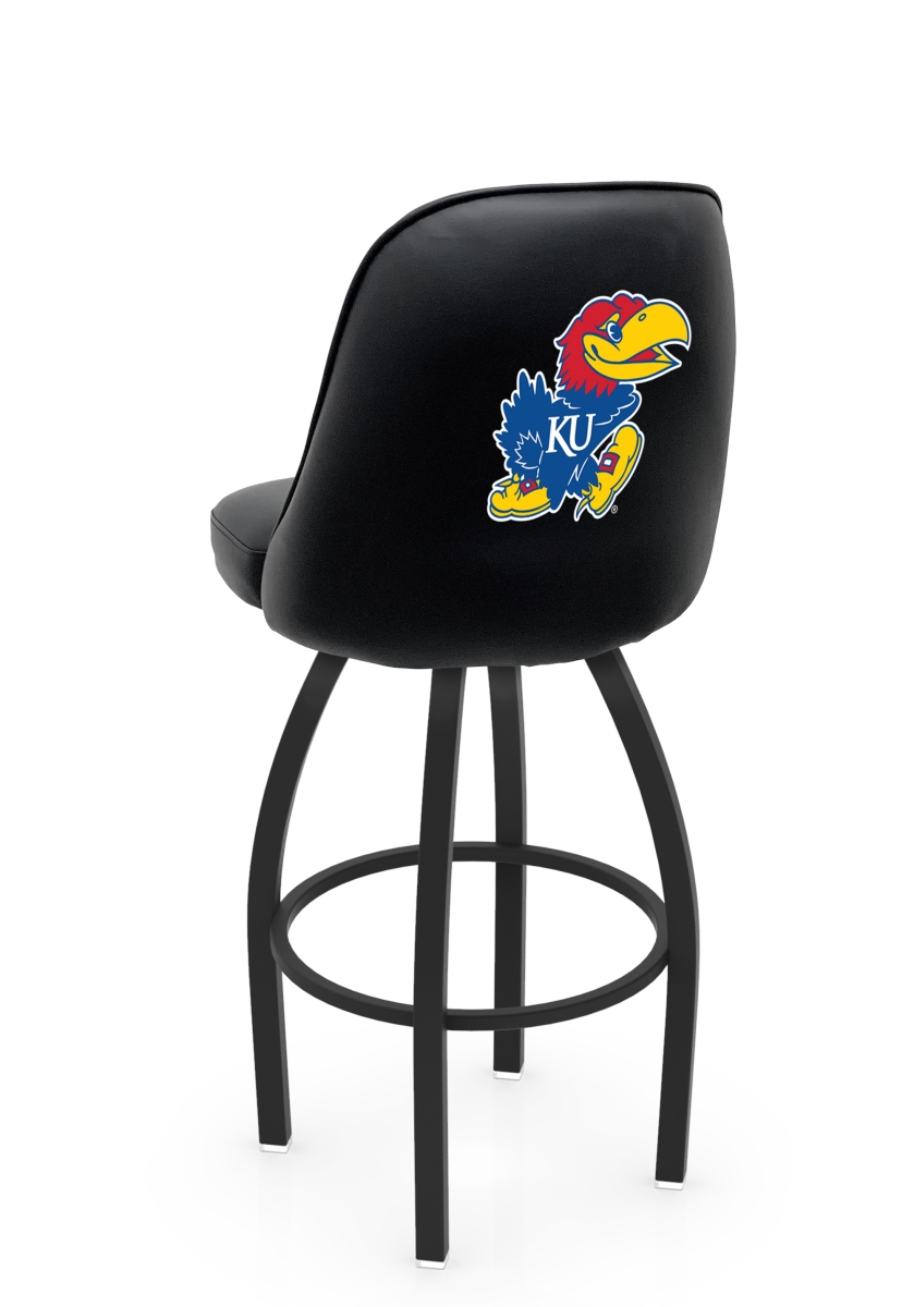 L04825KnsasU 22 x 21 x 25 in. NCAA Logo Grizzly University of Kansas Swivel Counter Stool with Black Wrinkle