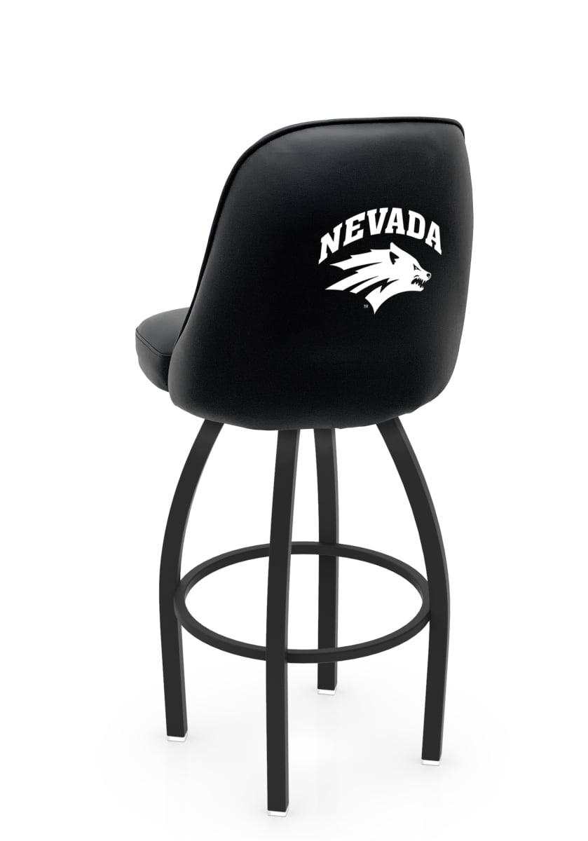 L04836NevaUn 22 x 21 x 36 in. NCAA Logo Grizzly Nevada State University Swivel Bar Stool with Black Wrinkle