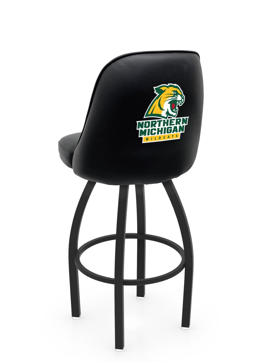 L04825NorMic 22 x 21 x 25 in. NCAA Logo Grizzly Northern Michigan University Swivel Counter Stool with Black Wrinkle