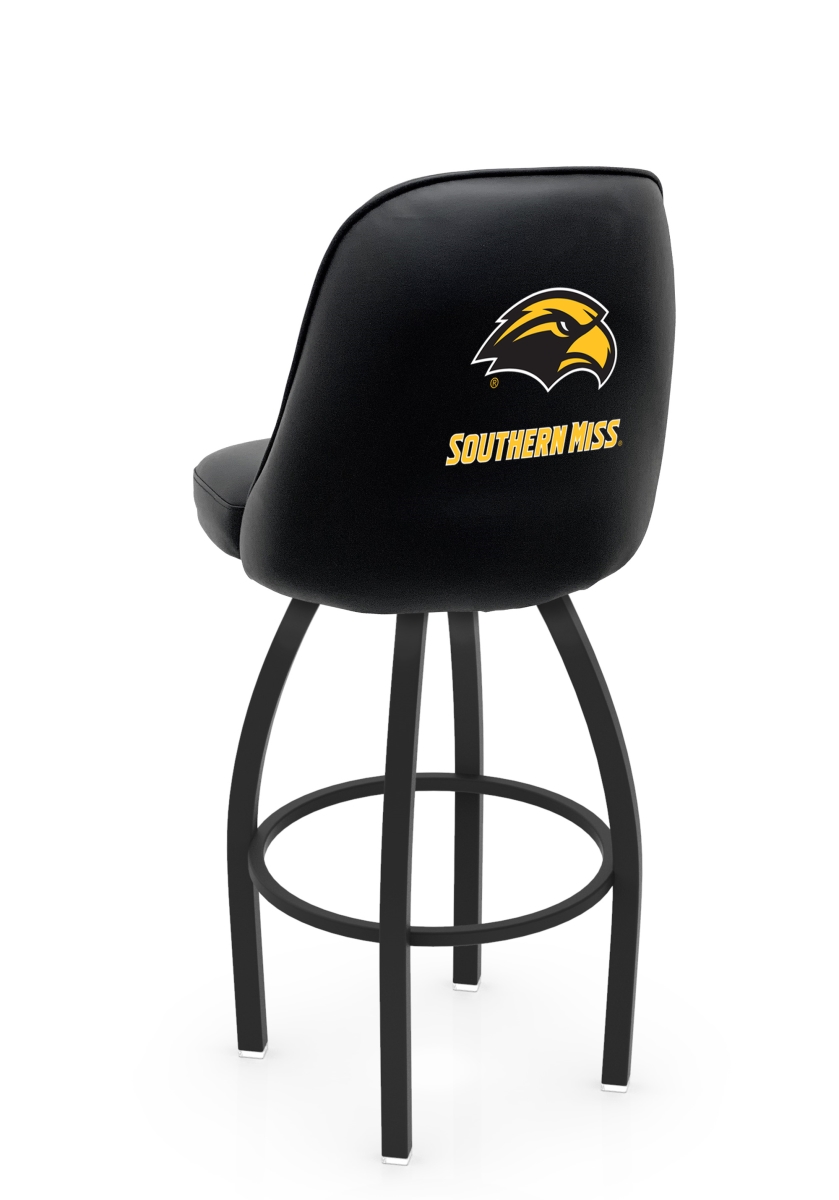 L04825SouMis 22 x 21 x 25 in. NCAA Logo Grizzly University of Southern Mississippi Swivel Counter Stool with Black Wrinkle