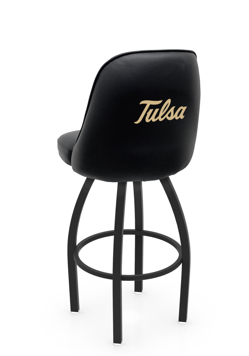 L04825TulsaU 22 x 21 x 25 in. NCAA Logo Grizzly University of Tulsa Swivel Counter Stool with Black Wrinkle