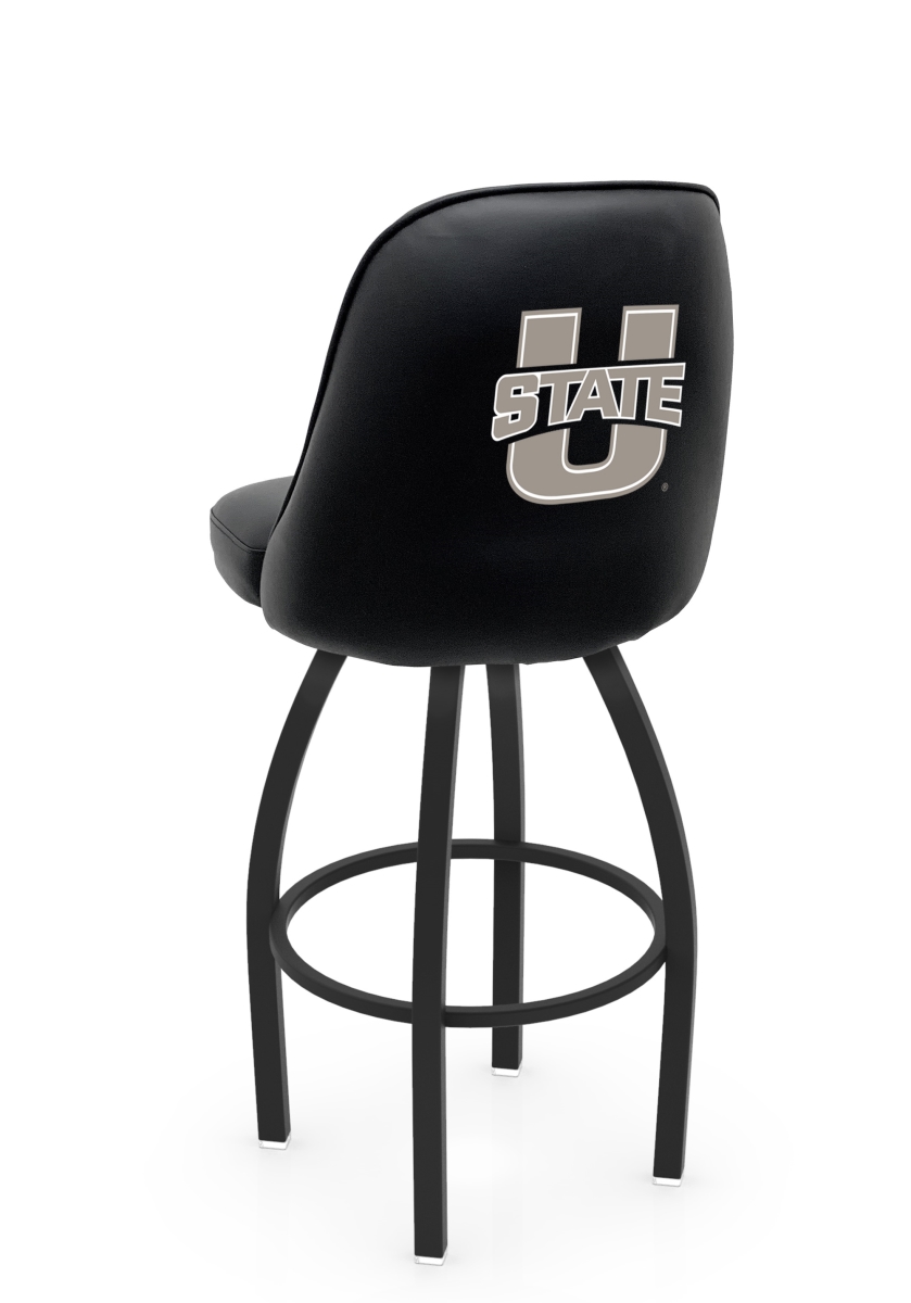 L04825UtahSt 22 x 21 x 25 in. NCAA Logo Grizzly Utah State University Swivel Counter Stool with Black Wrinkle