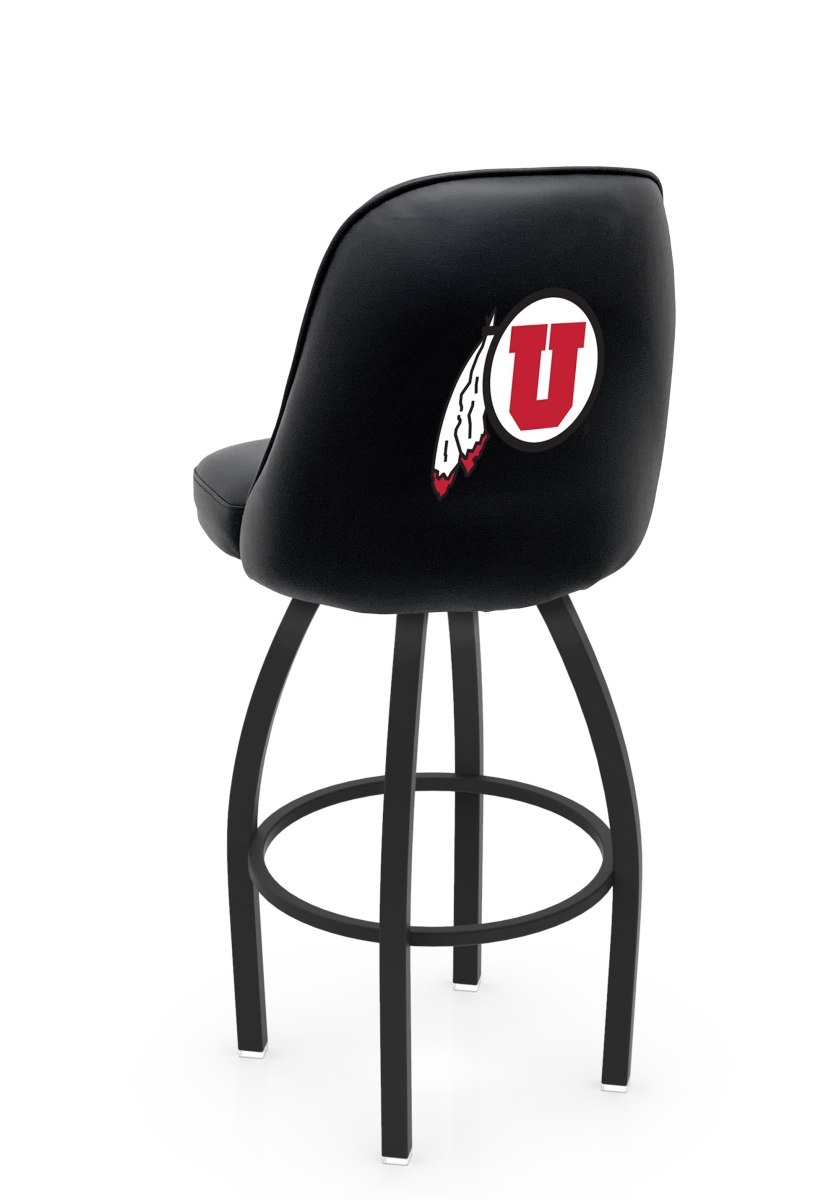 L04825UtahUn 22 x 21 x 25 in. NCAA Logo Grizzly Utah State University Swivel Counter Stool with Black Wrinkle