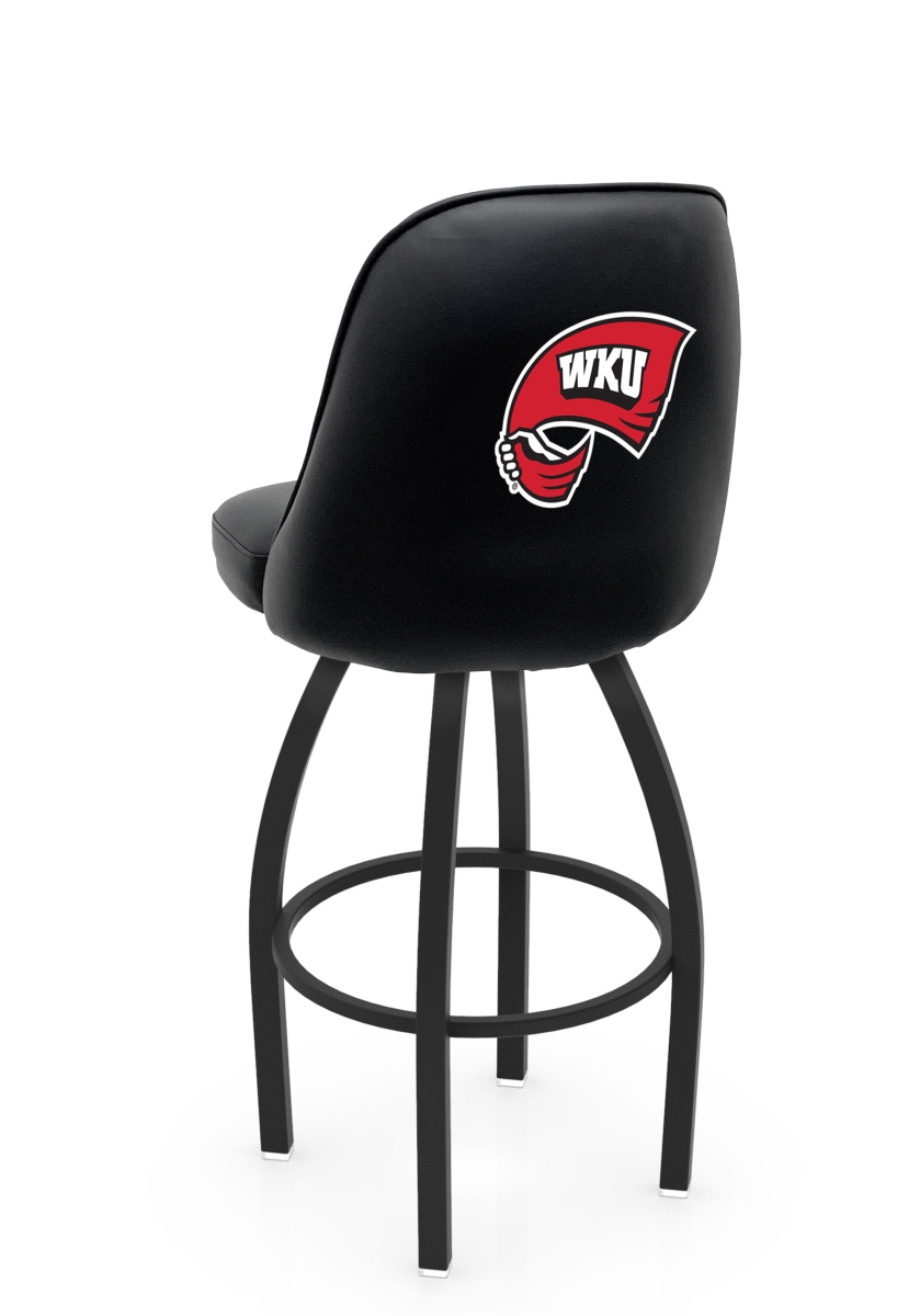 L04825WestKy 22 x 21 x 25 in. NCAA Logo Grizzly Western Kentucky University Swivel Counter Stool with Black Wrinkle