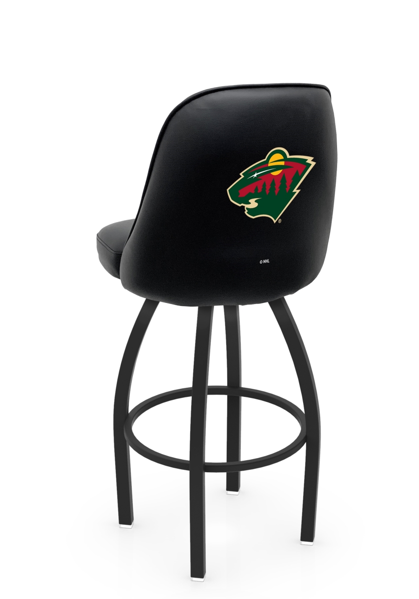 L04825MinWld 22 x 21 x 25 in. NHL Logo Grizzly Minnesota State University Wild Swivel Counter Stool with Black Wrinkle