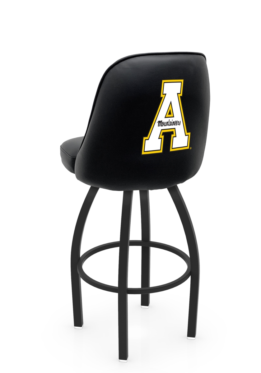 L04830AppStU 22 x 21 x 30 in. NCAA Logo Grizzly Appalachian State University Swivel Bar Stool with Black Wrinkle