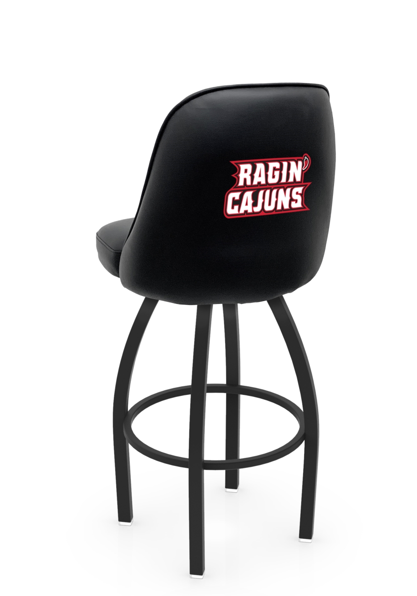 L04830LA-Laf 22 x 21 x 30 in. NCAA Logo Grizzly University of Louisiana at Lafayette Swivel Bar Stool with Black Wrinkle