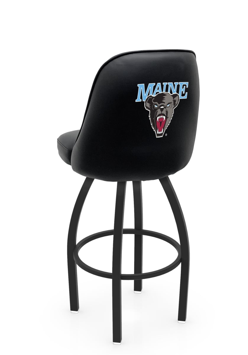 L04830MaineU 22 x 21 x 30 in. NCAA Logo Grizzly University of Maine Swivel Bar Stool with Black Wrinkle