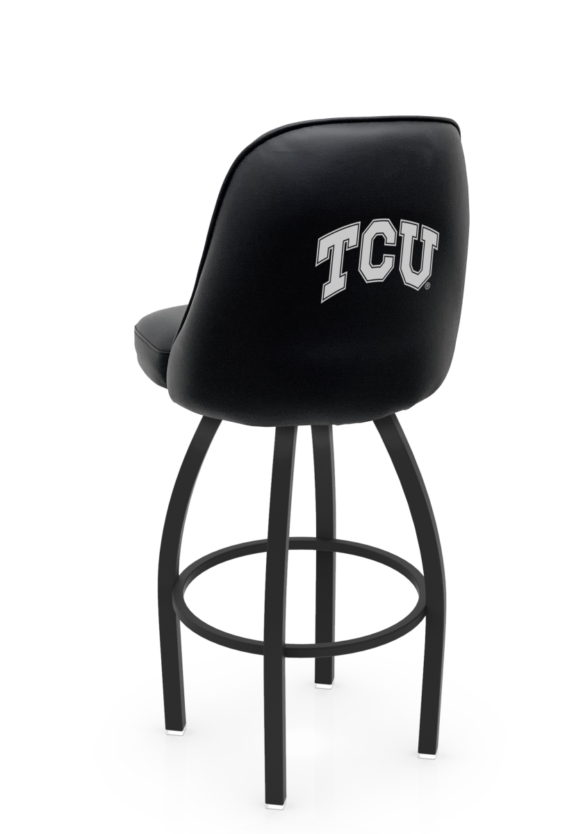 L04830TexChr 22 x 21 x 30 in. NCAA Logo Grizzly Texas Christian University Swivel Bar Stool with Black Wrinkle