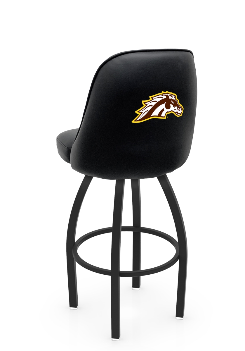 L04830WestMI 22 x 21 x 30 in. NCAA Logo Grizzly Western Michigan University Swivel Bar Stool with Black Wrinkle