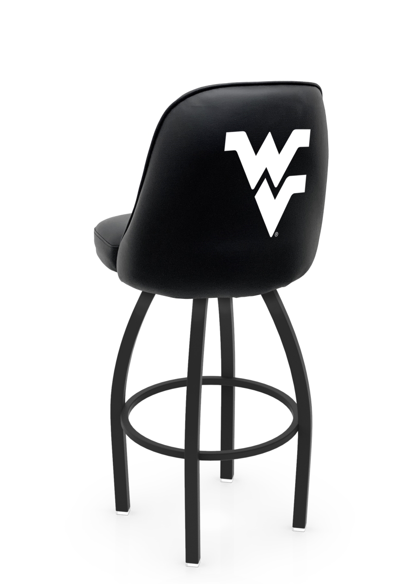 L04830WestVA 22 x 21 x 30 in. NCAA Logo Grizzly West Virginia University Swivel Bar Stool with Black Wrinkle