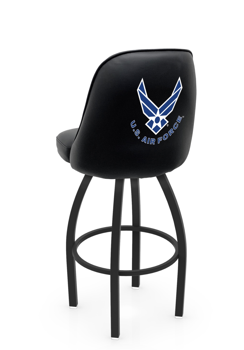 L04830AirFor 22 x 21 x 30 in. NCAA Logo Grizzly United States Air Force Swivel Bar Stool with Black Wrinkle