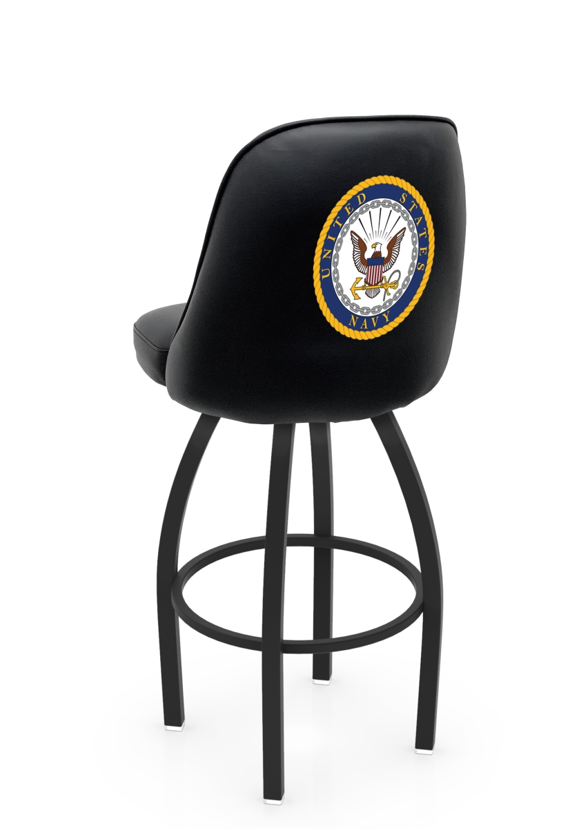 L04830Navy 22 x 21 x 30 in. NCAA Logo Grizzly United States Naval Academy Swivel Bar Stool with Black Wrinkle