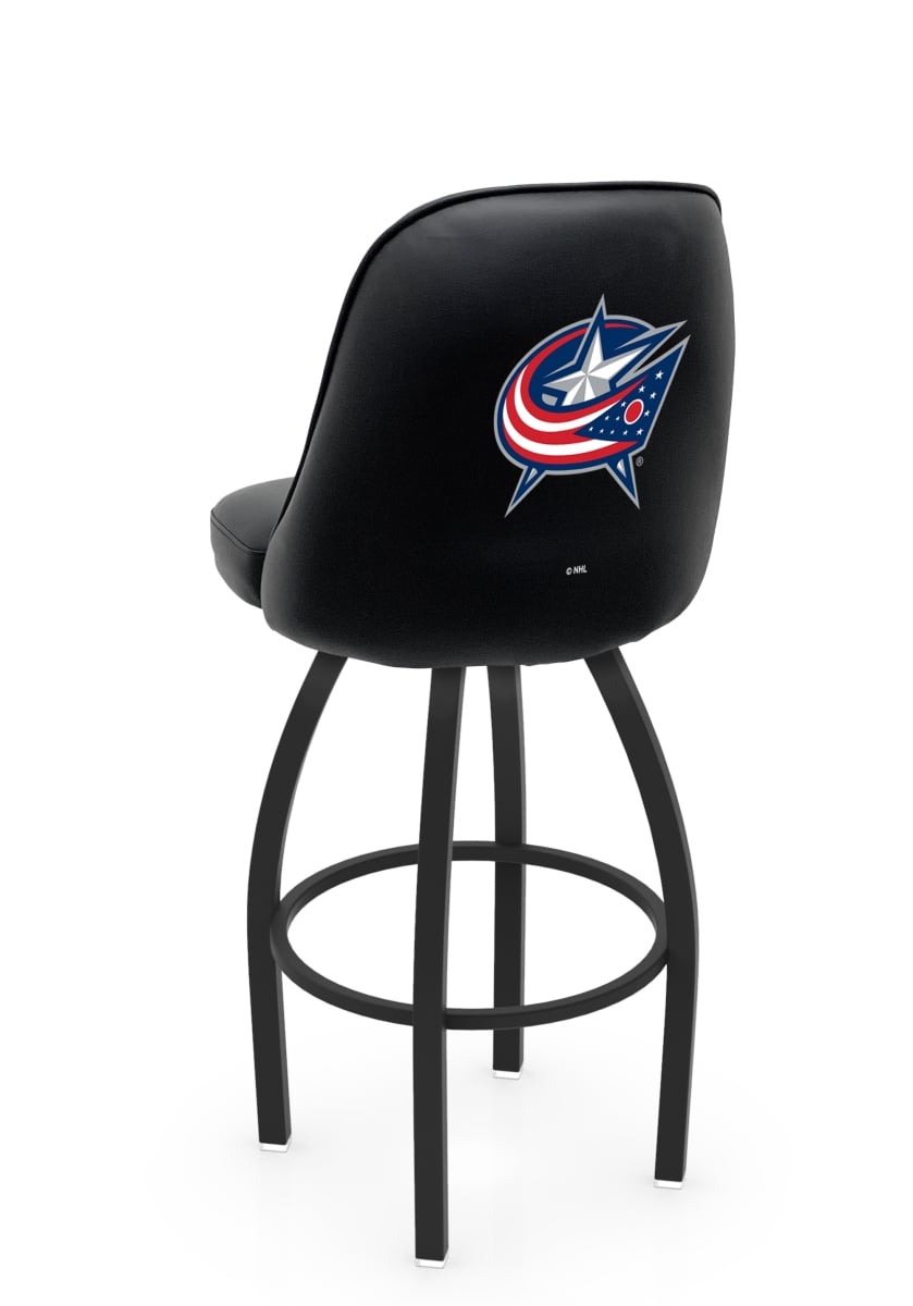 L04830ColBlu 22 x 21 x 30 in. NCAA Logo Grizzly Columbus State University Blue Jackets Swivel Bar Stool with Black Wrinkle