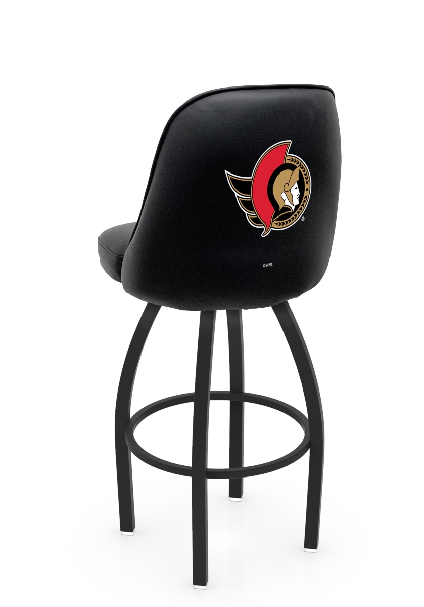 L04830OttSen 22 x 21 x 30 in. NCAA Logo Grizzly University of Ottawa Senators Swivel Bar Stool with Black Wrinkle