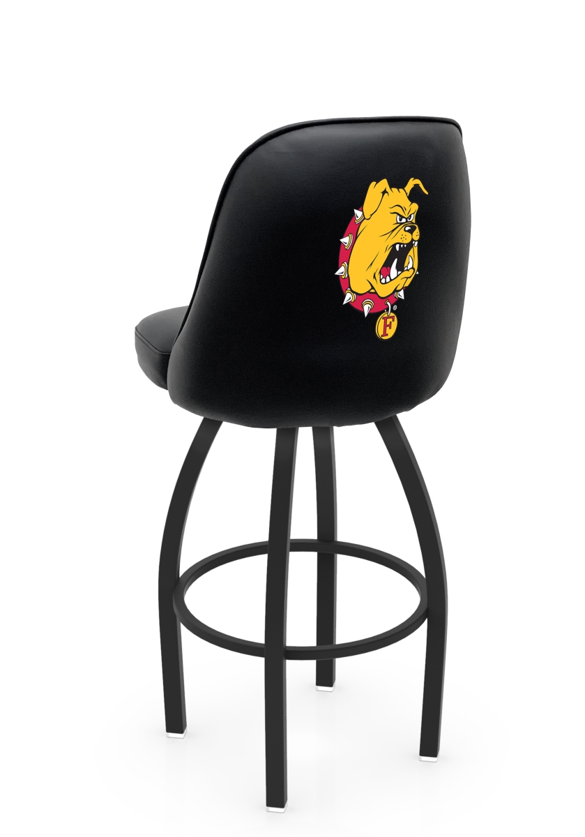 L04836FerrSt 22 x 21 x 36 in. NCAA Logo Grizzly Ferris State University Swivel Bar Stool with Black Wrinkle