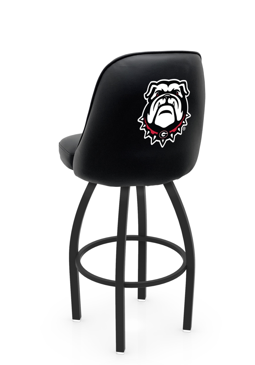L04836GA-Dog 22 x 21 x 36 in. NCAA Logo Grizzly Georgian College Bulldog Swivel Bar Stool with Black Wrinkle