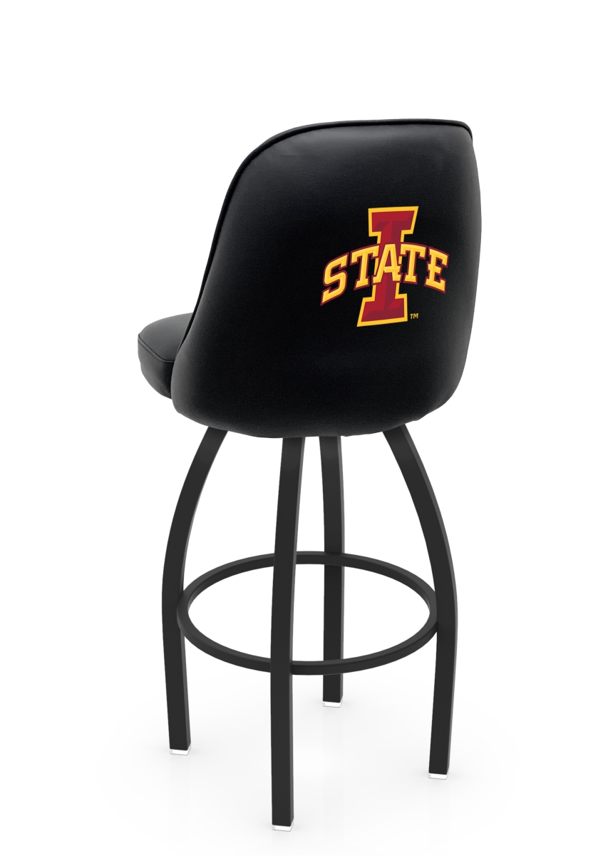 L04836IowaSt 22 x 21 x 36 in. NCAA Logo Grizzly Iowa State University Swivel Bar Stool with Black Wrinkle