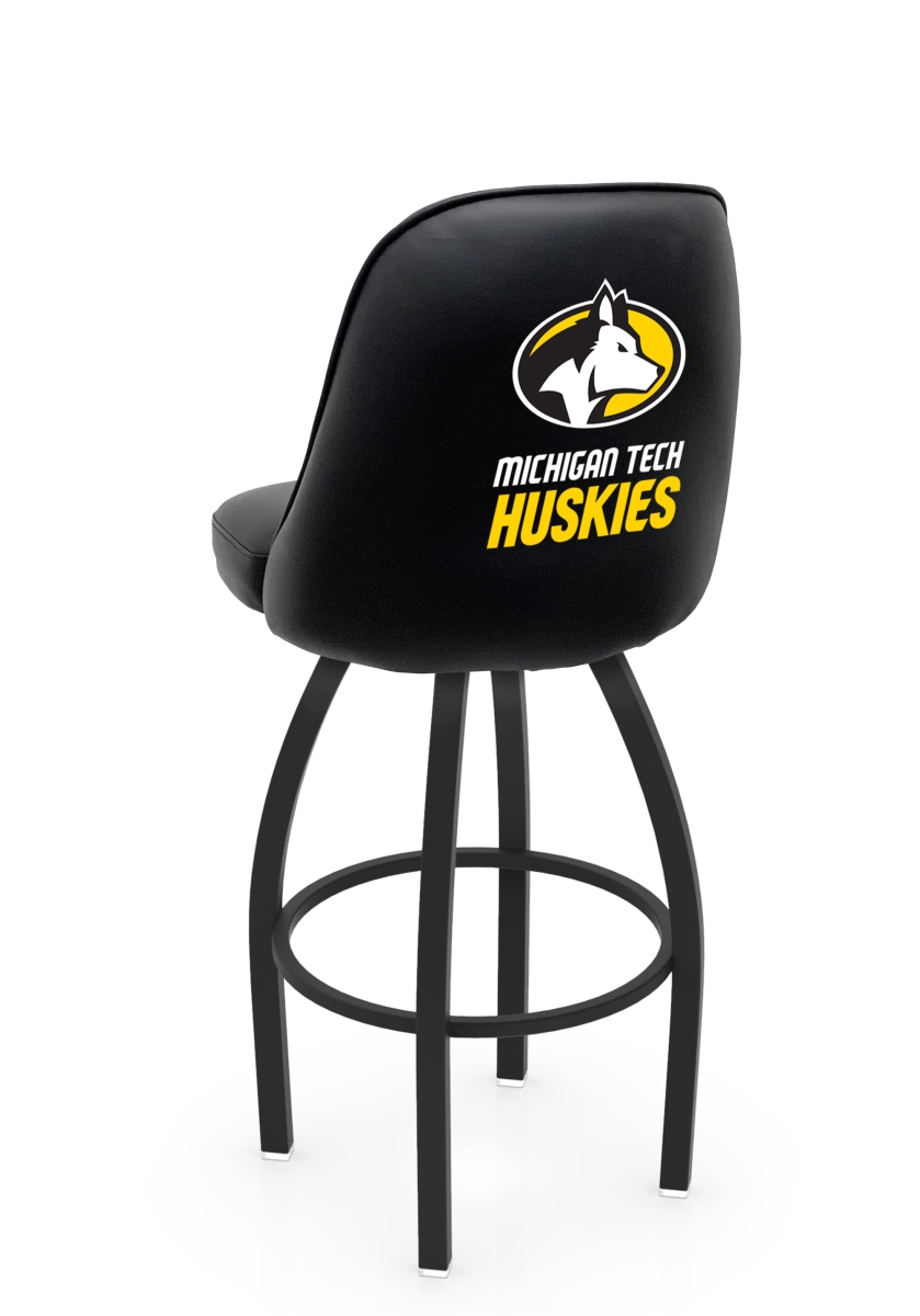 L04836MITech 22 x 21 x 36 in. NCAA Logo Grizzly Michigan Tech University Swivel Bar Stool with Black Wrinkle